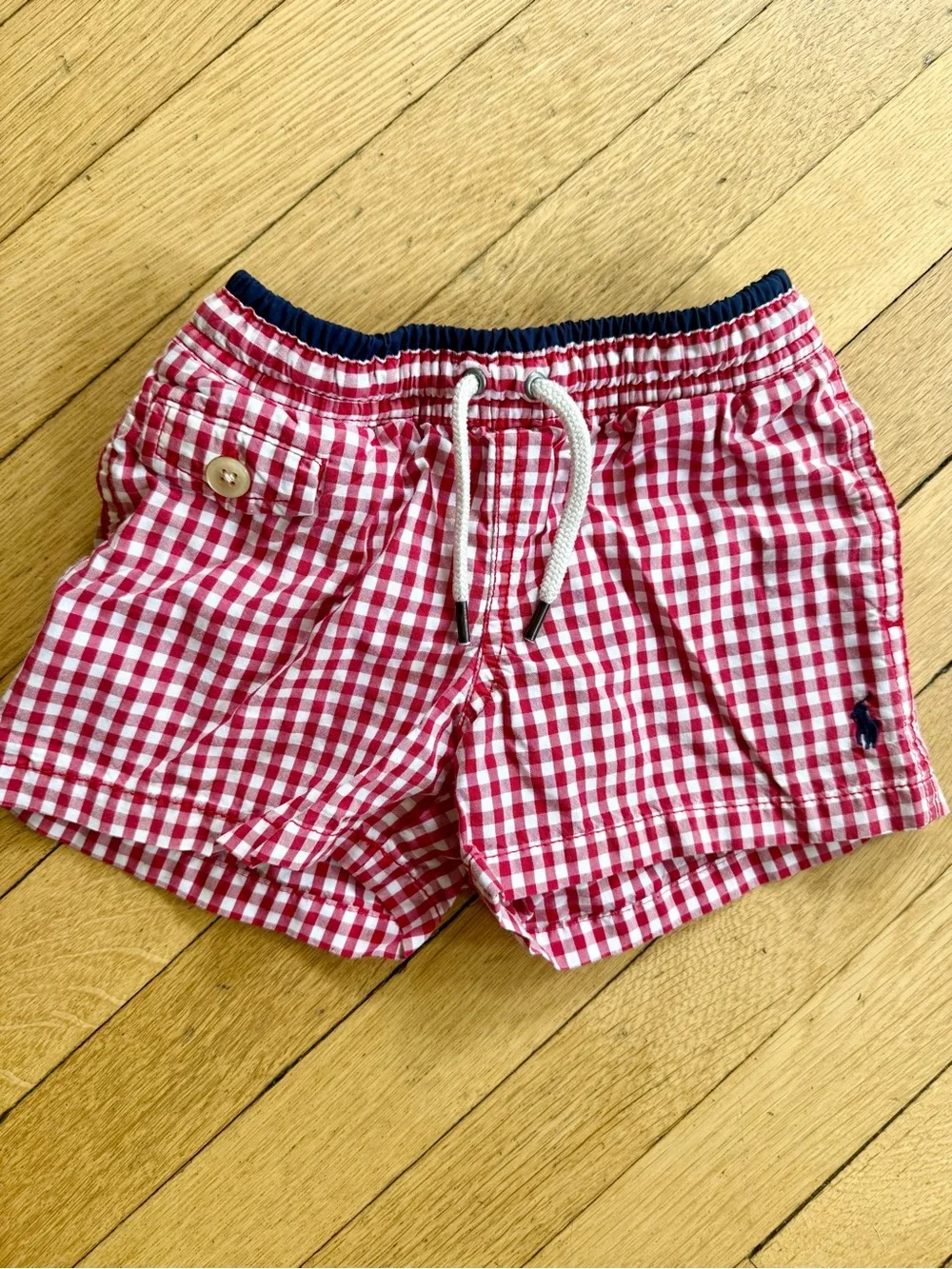 Polo by Ralph Lauren Red Gingham Baby Swim Shorts 2t
